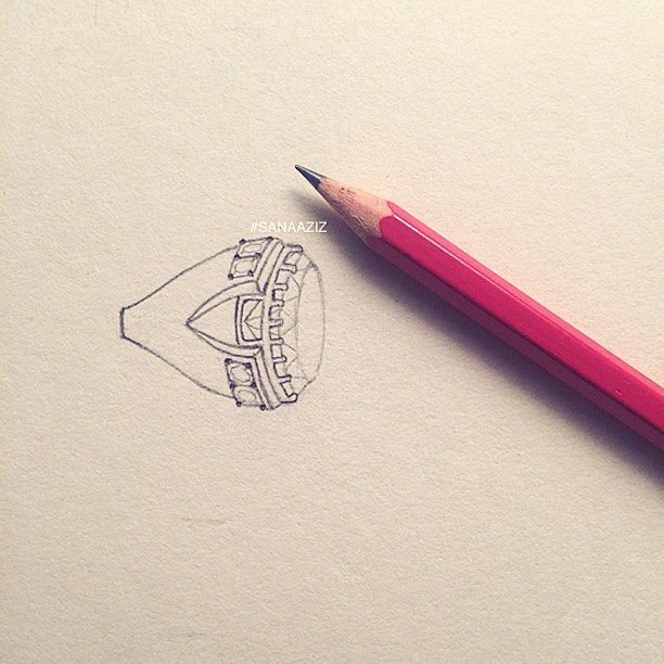 Jewellery design study in pencil and pen on paper, drawing 11.