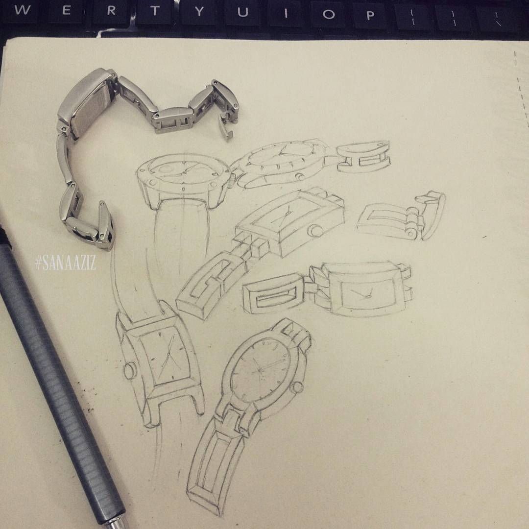 Jewellery design study in pencil and pen on paper, drawing 18.