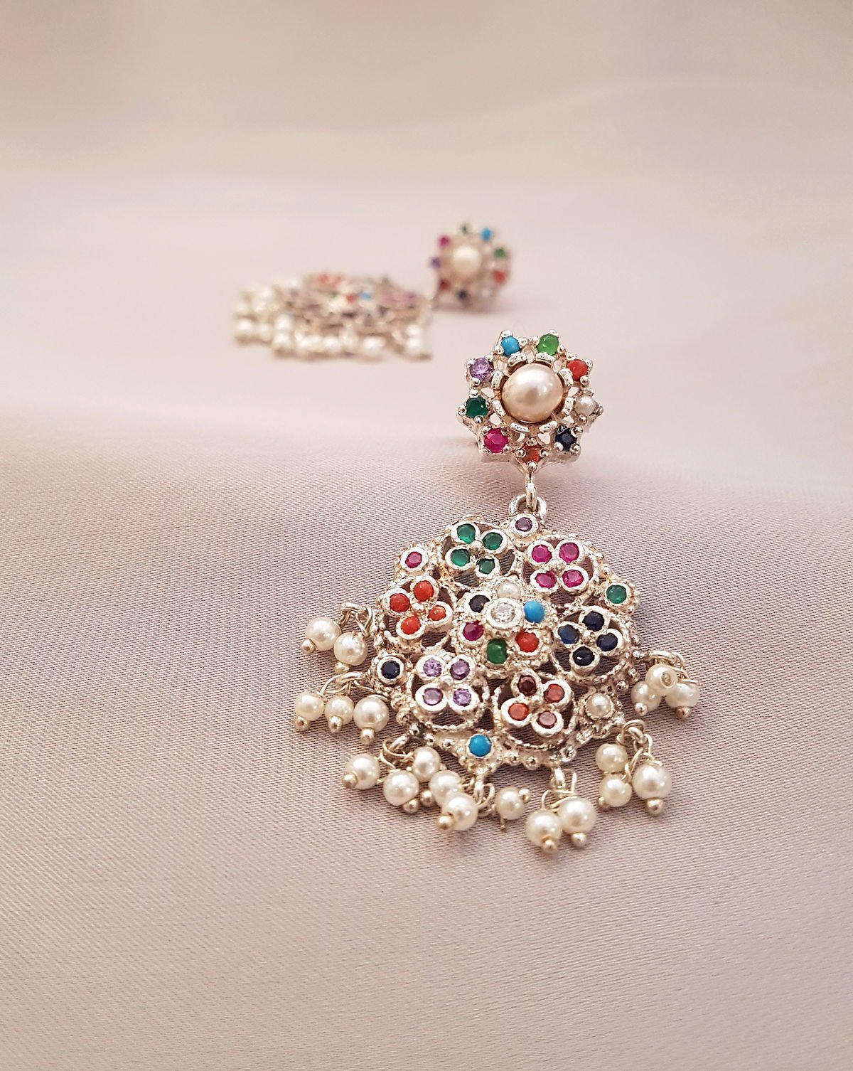 Detail view of the nauratan Filigree Earrings, from the Filigree collection.