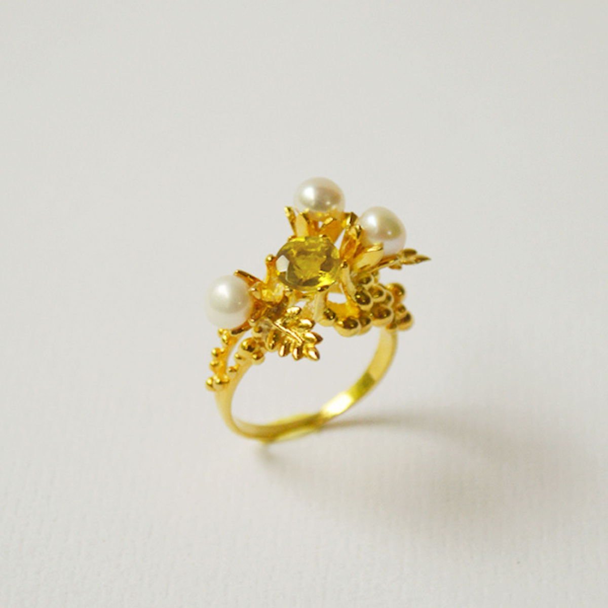 Lei Ring with Citrine and Pearls, from the Lei collection.