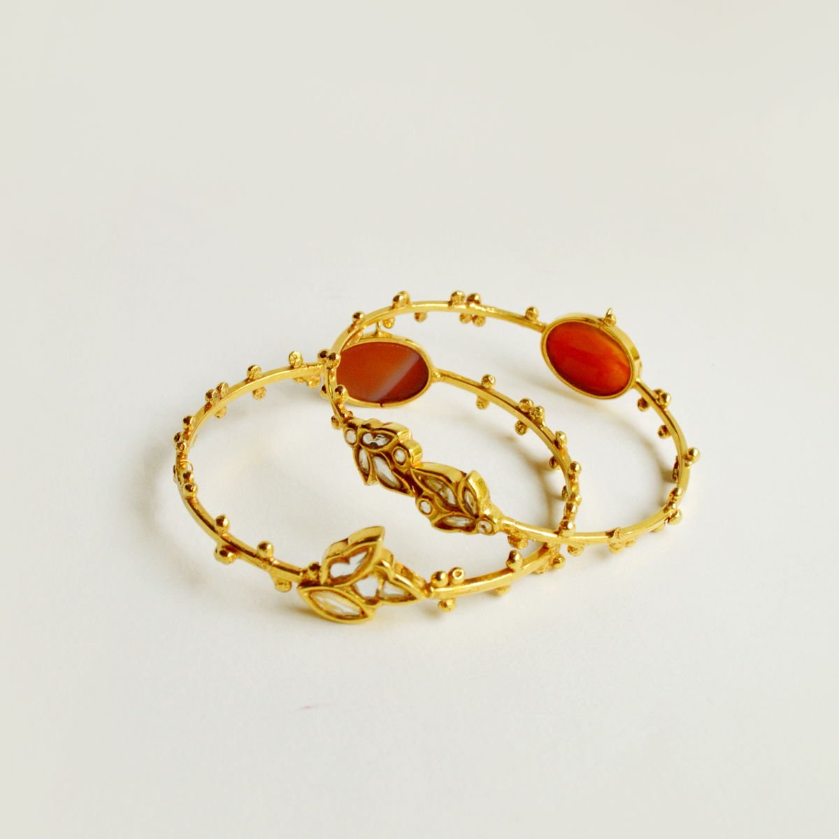 Kundan bangles with Red Carnelians, from the Mumtaz collection.