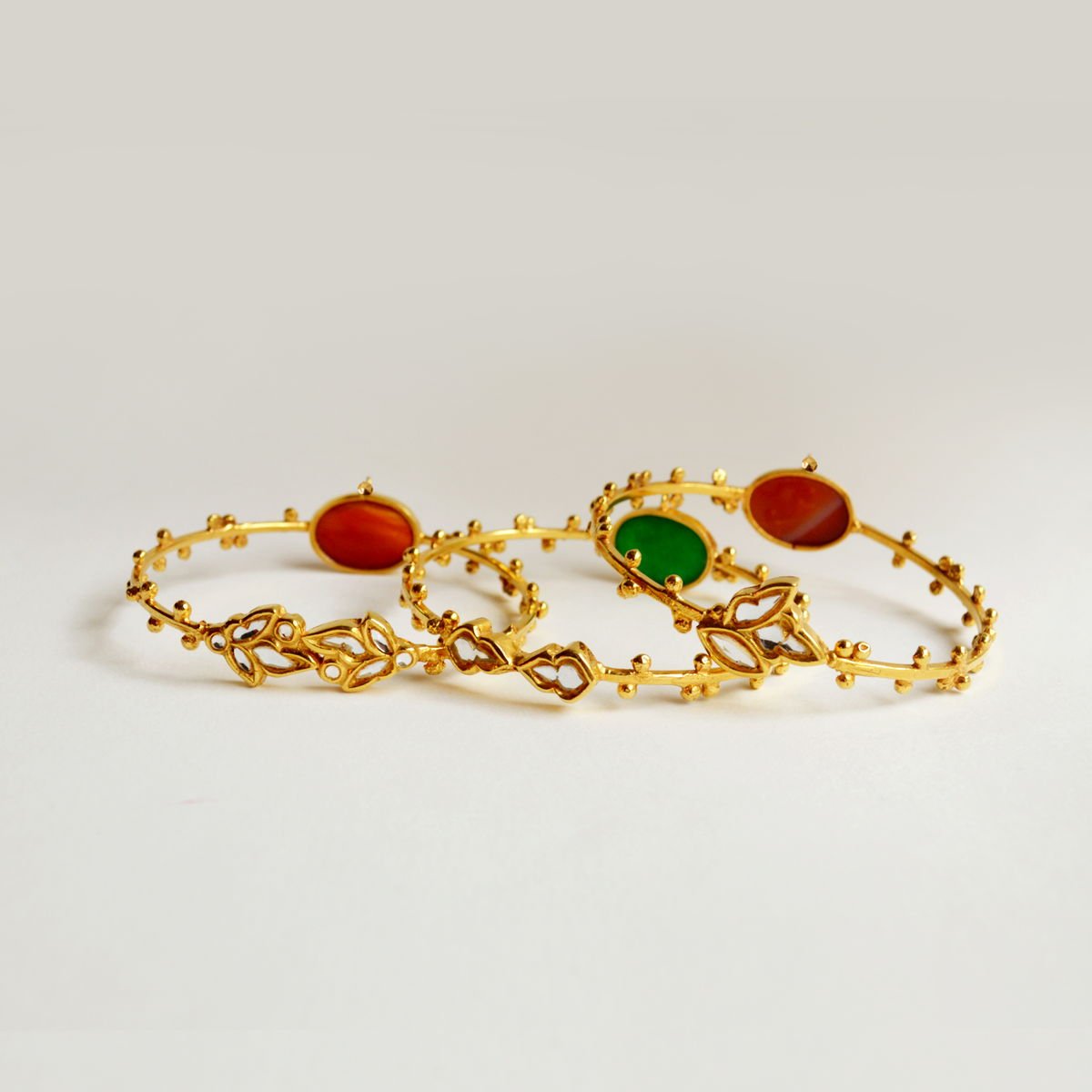 Kundan bangle set Carnelians, from the Mumtaz collection.