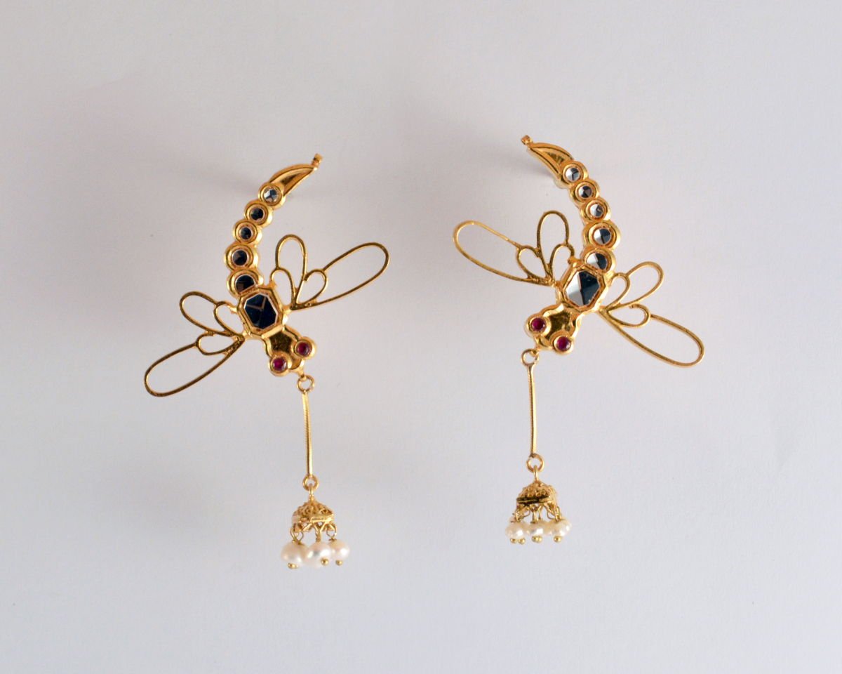 Curved Dragonfly earrings, from the Safari collection.