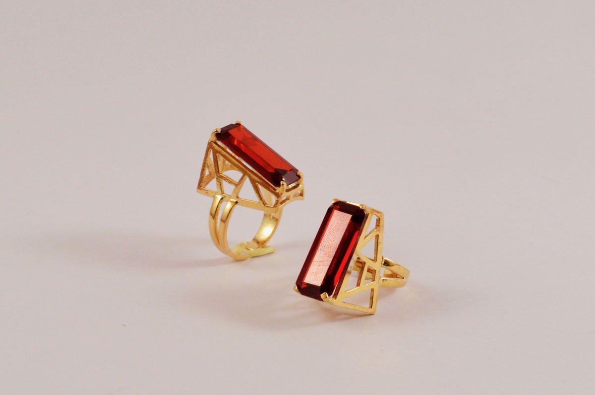 Red Zircon Architectural Rings, from the Statement Rings collection.